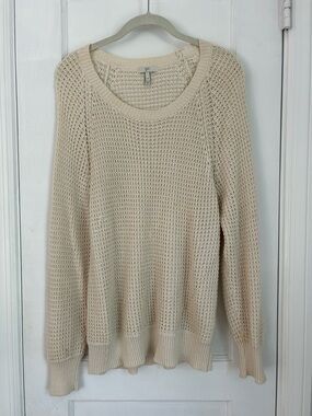 Joie Cream Open-Knit Crewneck Sweater Size M